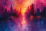 Fototapeta Most - most beautiful abstract painting, city, how beautiful it is