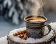 A hot tea with cinnamon sticks to drink in cold weather