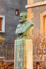 Wall Mural - Statue of Aristide Albert's bust in Briançon, a fortified city built by Vauban in the French Alps