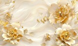 Fototapeta Natura - golden luxurious flowers on a light background wallpaper. AI generated illustration