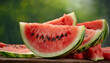 sliced watermelon on wooden background
