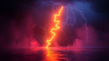 Wall Mural - lightning icon depicted in a continuous line drawing style, portraying a line art representation of 