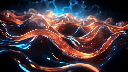 Poster - Abstract glowing waves from magical blue purple multicolored energy fluid background