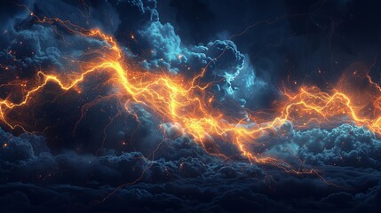 Wall Mural - one-line drawing of lightning bolt icon, representing a continuous line art of lightning, depicted a