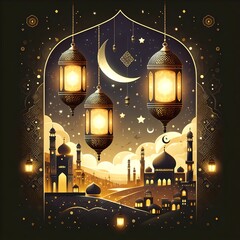 Wall Mural - Eid Mubarak Islamic wallpaper 