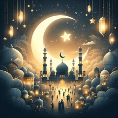 Wall Mural - Eid Mubarak Islamic wallpaper 