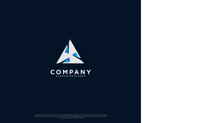 Fototapete - Modern digital triangle abstract logo for technology company business. Vector design template
