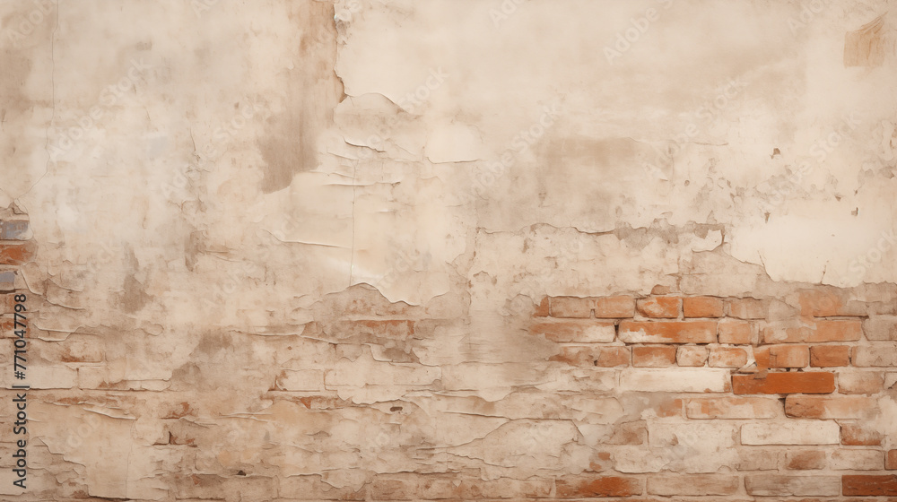 Vintage Brick Wall with Peeling Paint Texture for Backgrounds Stock ...