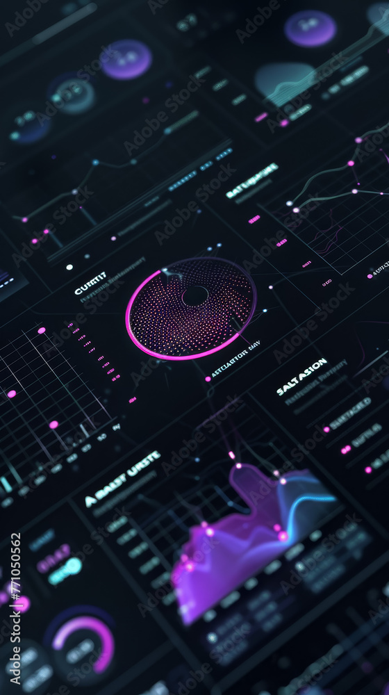 Create a sleek analytics dashboard. Graphs, pie charts, and real-time ...