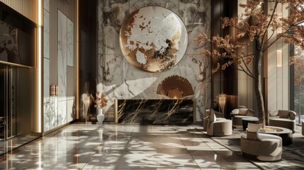 Aufkleber - Celebrating the elegant design of a luxury hotel lobby raw AI generated illustration