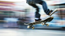 Dynamic Skateboarding Professional Captures Of Skateboarders Performing Tricks With Intentional Blur Emphasizing The Fluidity And Agility Of Their M  AI Generated Illustration