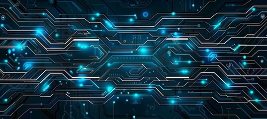 Poster - Electronic computer hardware circuit board technology background for modern devices