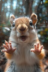 Wall Mural - An ultra-realistic photograph of a smiling squirrel, generated with AI