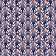 Art Deco style seamless pattern texture with arch scales in blue and pink outlines