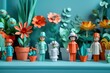 Colorful Paper People in a Vibrant Garden Scene for Creative Advertisement