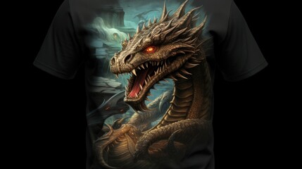 new black t shirt with dragon picture 8k photography