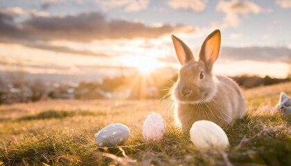 Wall Mural - happy easter cute beautiful easter bunny