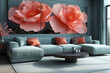 Contemporary Lounge with Magnified Poppy Canvas and Complementary Decor