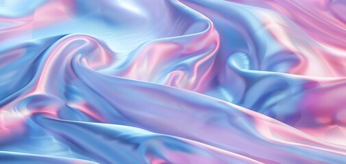 Poster - Detail closeup of soft pastel pink blue shiny satin silk swirl wave background banner panorama