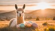 easter lama with eggs