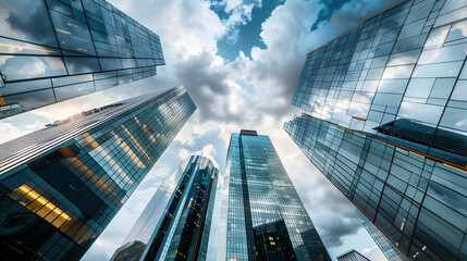 Wall Mural - Urban Landscape with Reflections in Glass Skyscrapers