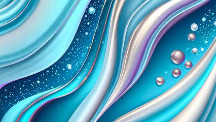 Wall Mural - Blue wave motion design, Abstract curves illustration background. Generative ai