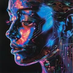Aufkleber - Fashionable Tech: The Neon Aesthetics of Printed Circuit Boards Through Smart Devices