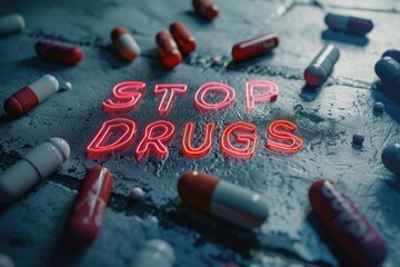 Wall Mural - Taking a stand: advocating against drug use with powerful imagery, promoting awareness and prevention through the message to stop drugs in our communities