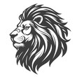© Hammad - flat mascot logo of lion head side view vector illustration in black and white clipart