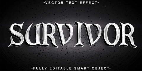 Poster - Silver Survivor Vector Fully Editable Smart Object Text Effect