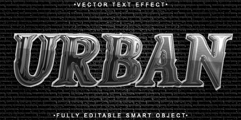 Poster - Silver Worn Dirty Urban Vector Fully Editable Smart Object Text Effect