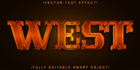 Wall Mural - Brown Worn West Vector Fully Editable Smart Object Text Effect