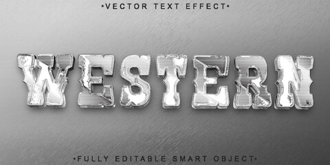 Poster - Silver Worn Vintage Western Vector Fully Editable Smart Object Text Effect
