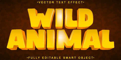 Poster - Cartoon Wild Animal Vector Fully Editable Smart Object Text Effect