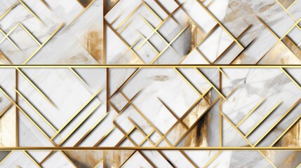 Wall Mural - Modern and stylish abstract design poster with golden lines and white geometric pattern