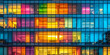 abstract colorful background with squaresm, Business office windows at night Corporate building London City England A closeup of office building windows at night capturing mesmerizing Generative ai, 