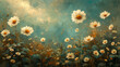 Charming daisies presented with a vintage feel on a rustic, textured background canvas