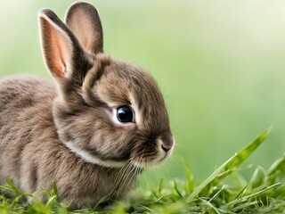 Wall Mural -  Rabbit on green grass