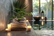 Relaxing Spa Atmosphere with Aromatherapy Candles and Essential Oils