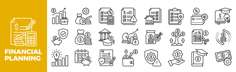 Sticker - Financial Planning Icon Set For Design Elements	