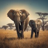 Fototapeta  - elephant in the savannah