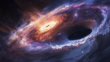 Fototapeta  - Gravitational pull of a black hole on a nearby star, illustrated in high detail