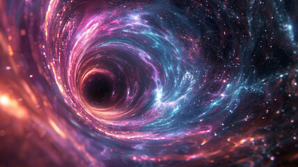 Quantum wormhole portrayed as a spacetime conduit, a surreal vision of space travel