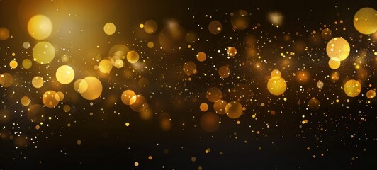 Wall Mural - golden glitter texture,happy new year with blurred gold bokeh on black background