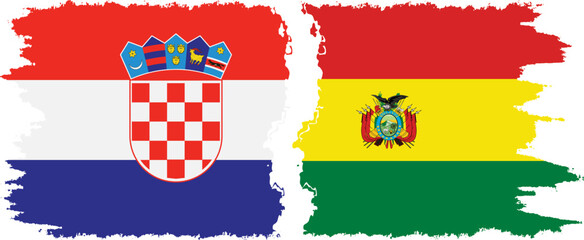 Bolivia and Croatia grunge flags connection vector