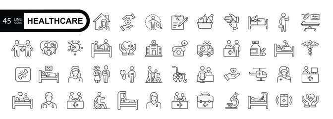 Palliative healthcare  editable stroke icons. 