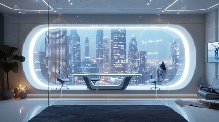 Aufkleber - Providing a window into the future of workplace design with a futuristic office concept  AI generated illustration