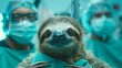 Surgeon Sloths Cinematic shots of sloths performing mock surgeries or medical procedures donning surgical masks and scrubs with amusing seriousness  AI generated illustration