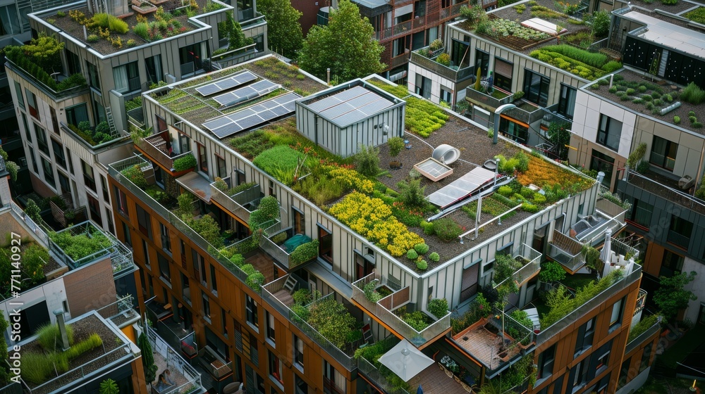 Urban Renewal Professional captures of urban rooftops adorned with ...