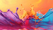 High-speed capture of vivid paint splashes creating a cheerful dance.